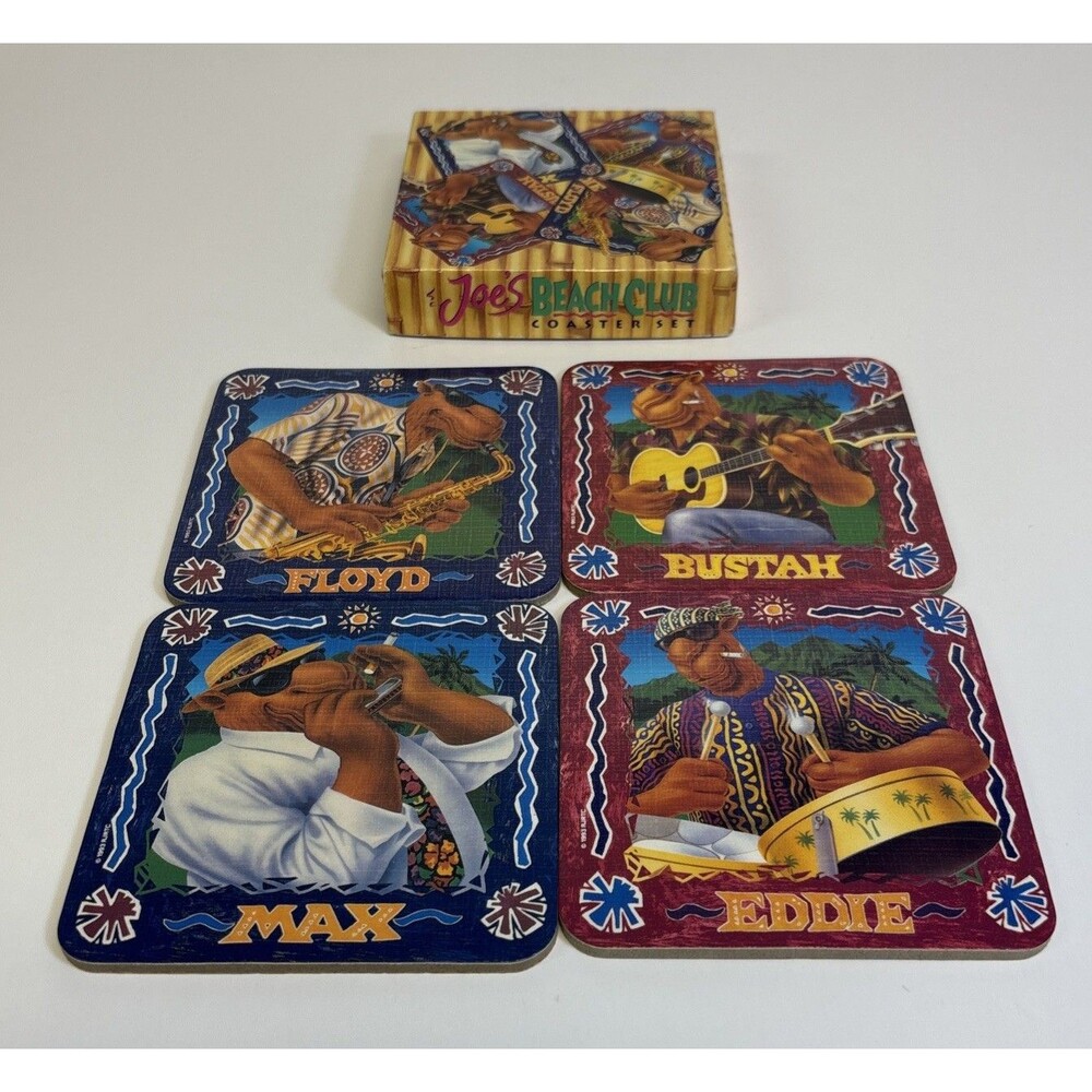 Vintage/ NOS 1993 Set of 4 -Camel Cigarettes Joe's Beach Club Coaster Set